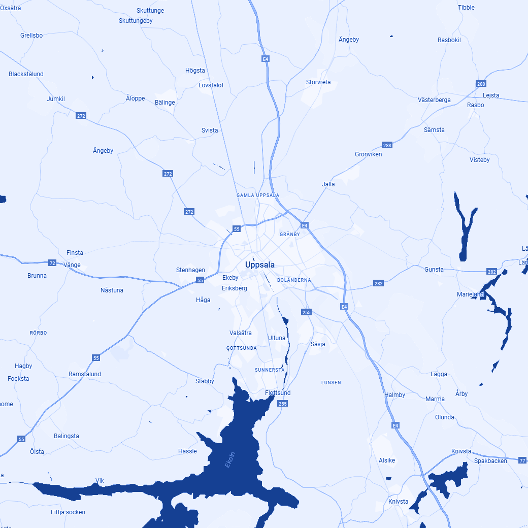 Uppsala, Storvreta, Gottsunda, Gränby, Sala Backe och Rosendal.